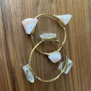 Vintage Gold and Pink Wire-Wrapped Bracelets